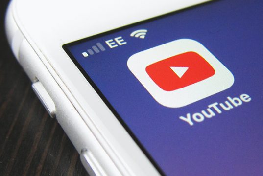Youtube icon on a screen