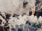 big cloud of vapour with e-cigarette