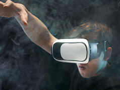 young man with virtual reality glasses