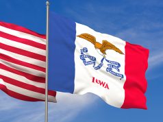 USA and Iowa flags