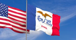USA and Iowa flags