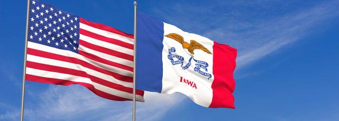 USA and Iowa flags