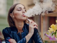 woman vaping outside