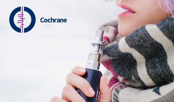 Cochrane: vaping beats nicotine replacement therapy for quitting smoking An e-cigarette next to a tobacco cigarette.
